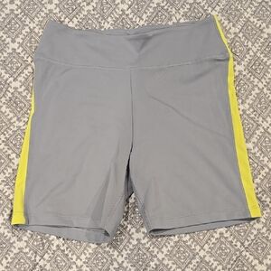 PINK Victoria's Secret Gray and Yellow Bike Shorts with Neon Stripes